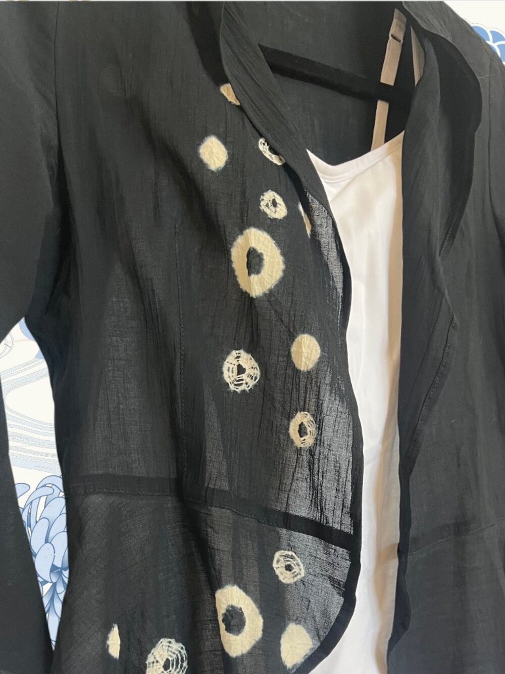 Shigeki Kobayashi Japanese Artisan Shibori Black Cotton Angora Cardigan Jacket